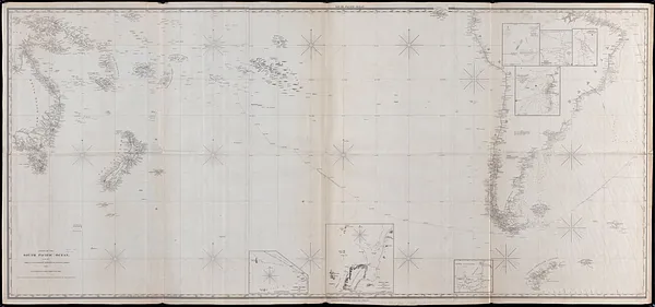 Chart of the South Pacific Ocean, from the American Expg. Expedition, Admiralty and Depot de la Marine