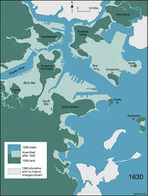 Boston shoreline 1630
