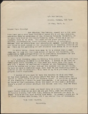 [Thomas O'Connor] typed letter (copy) to John [F.] [Finnerty, Croton-on-Hudson], N. Y., September 4, [1927]