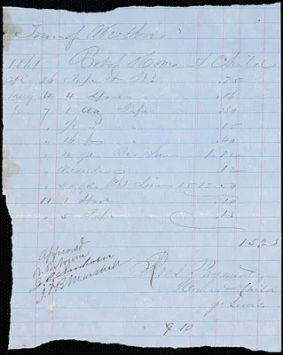 Bills and Receipts for Supplies, 1861-1862