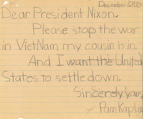 Letter from Pam Kaplan to President Nixon and White House Response