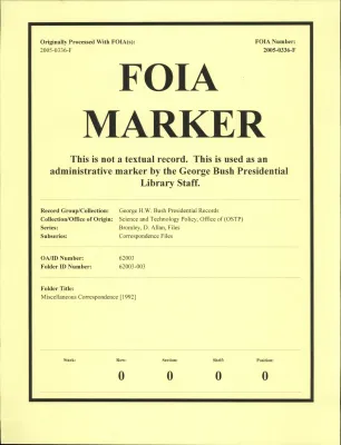 Miscellaneous Correspondence [1992]