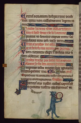 Leaf from a Book of Hours: Horse Playing aFflute and Drum, from a Marginal Cycle of Images of the Funeral of Renard the Fox