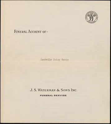 Funeral account of Isabelle Daisy Knapp