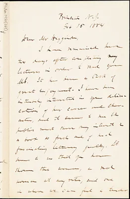 Charles Dudley Warner autograph letter signed to Thomas Wentworth Higginson, Princeton, N. J., 15 February 1884