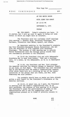 Press Secretary Briefings, 9/6/74
