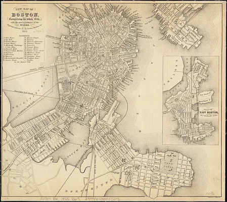New map of Boston, comprising the whole city, with the new boundaries of the wards
