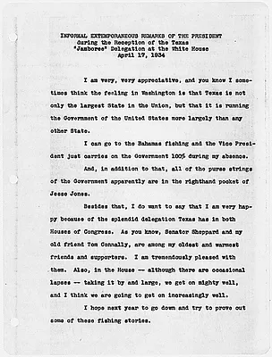 Extemporaneous remarks of the President during the Reception of the Texas "Jamboree" Delegation at the White House