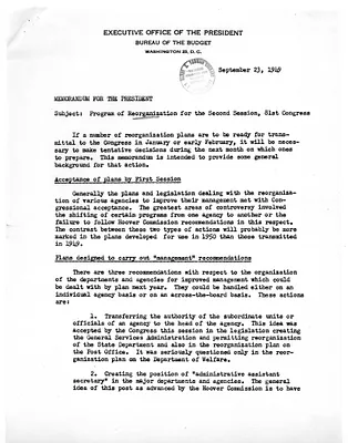 Memorandum from Acting Director, Bureau of the Budget to President Harry S. Truman