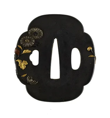Tsuba with Chrysanthemums