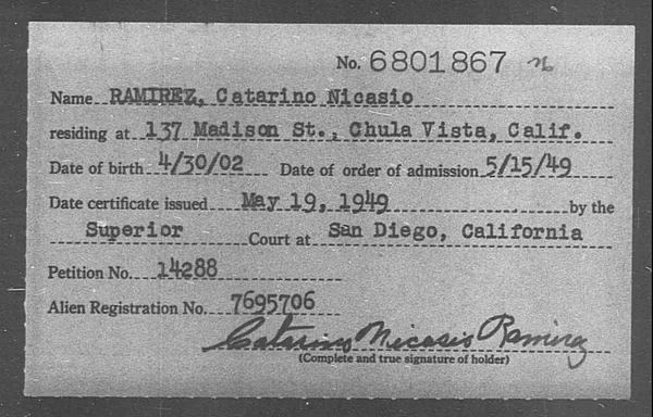 Ramirez, Catariino Nicasio - 1949