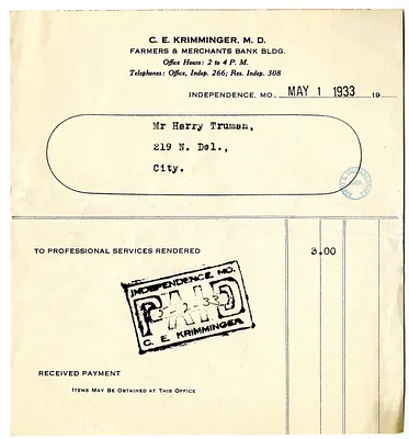 Bill from Dr. C. E. Krimminger