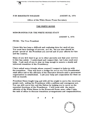 Memorandum for the White House Staff