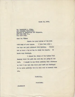Letters Sent to Dr. Frederick B. Flinn, March 16, 1926