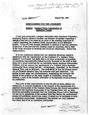 Memorandum from Secretary of State George C. Marshall to President Harry S. Truman