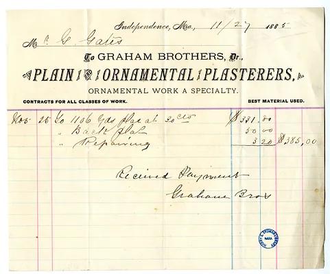 Bill and Receipt from Graham Brothers to George P. Gates