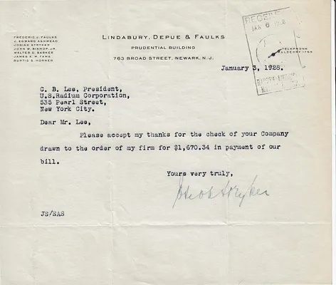 Letters Received to C.B. Lee, January 3, 1928