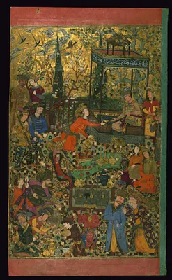 Leaf from Album of Persian and Indian Mminiatures, Calligraphy, and European Engravings: Reception at the Court of Shah 'Abbas I