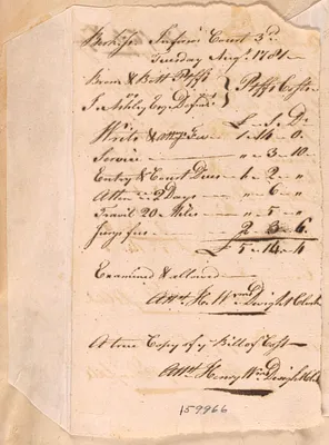 Bill of Costs (copy), Court of Common Pleas