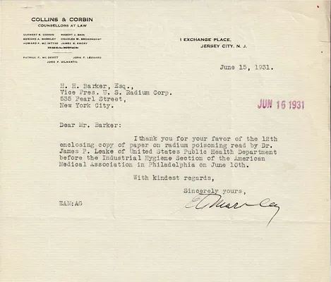 Letters Received to H.H. Barker, June 15, 1931