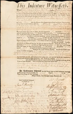 Enoch Jarvis indentured to apprentice with Hugh McDaniel of Boston, 1762