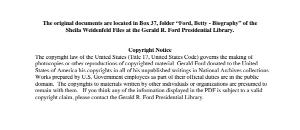 Ford, Betty - Biography