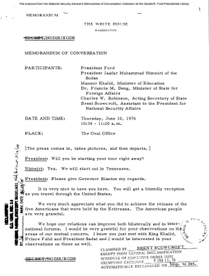 June 10, 1976 - Ford, Sudan President Jaafar Muhammad Nimeiri