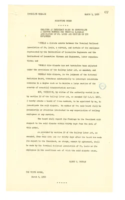 White House Press Release, Executive Order Number 10114