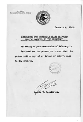 Memorandum from George T. Washington to Clark Clifford