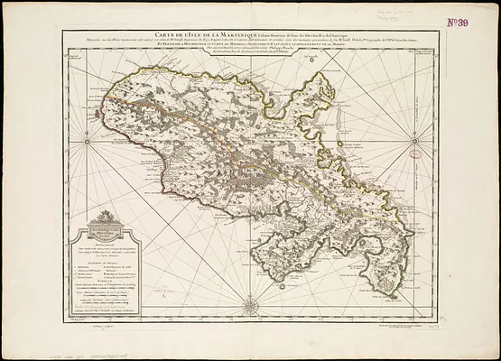 Carte de l'isle de la Martinique colonie Françoise de l'une des isles Antilles de l'Amérique