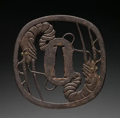 Sword Guard (Tsuba) with Prawns