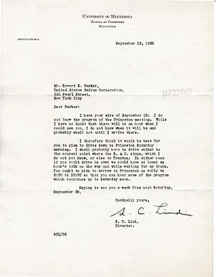 Letters Received to Howard H. Barker [H.H. Barker], September 19, 1929