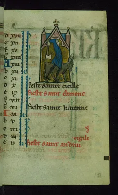 Leaf from Book of Hours: November Calendar, Man Slaughtering an Ox
