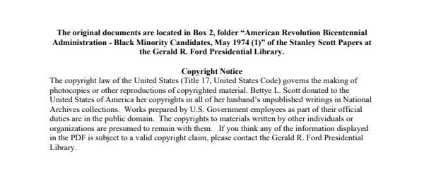 American Revolution Bicentennial Administration - Black Minority Candidates, May 1974 (1)