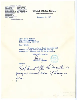 Letter from Harry S. Truman to Mary Ethel Noland
