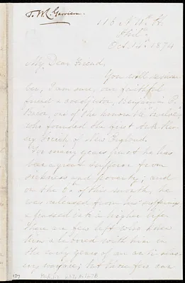 Letter from Mary Grew, 116 N. 11th St[reet], Phil[adelphi]a, [Pa.], to William Lloyd Garrison, Oct. 14th, 1874