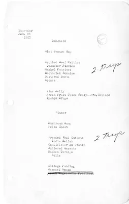 White House Luncheon and Dinner Menu