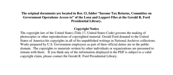 Income Tax Returns, Committee on Government Operations Access to
