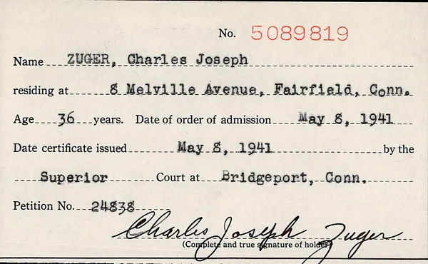 Fairfield County Superior Court, Naturalization Certificate Stubs, February 4, 1926-March 22, 1955, 5089819-5436170