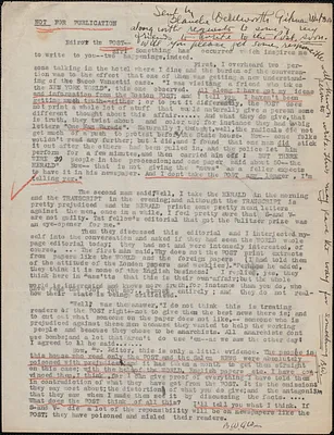 Blanche Watson typed letter signed to Editor, the [Boston Post, July-August 1927?]