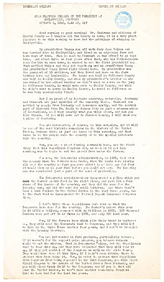 Press Release, Speech of President Harry S. Truman, Shelbyville, Kentucky