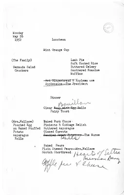 White House Luncheon and Dinner Menu