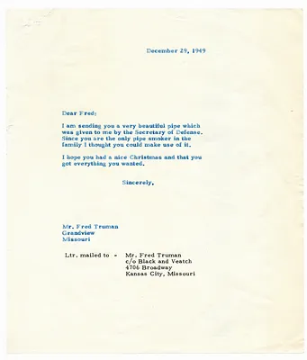 Letter to Fred Truman from President Harry S. Truman