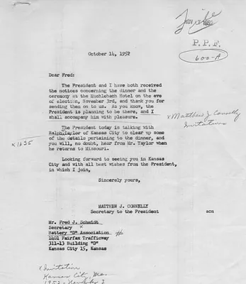 Correspondence Between President Harry S. Truman and Fred Schmidt
