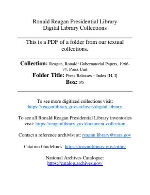 Press Releases - Index [H, I]