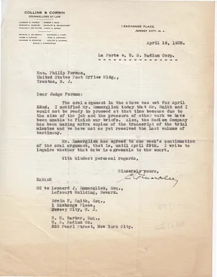 Letters Received to Philip Forman, April 16, 1935