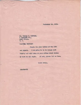 Letters Sent to Dr. George S. Reitter, September 16, 1925