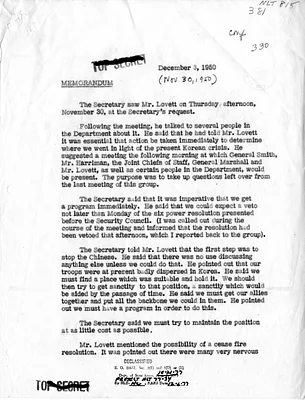 Memorandum of Telephone Conversation with Secretary of State Dean Acheson and Under Secretary of Defense Robert Lovett