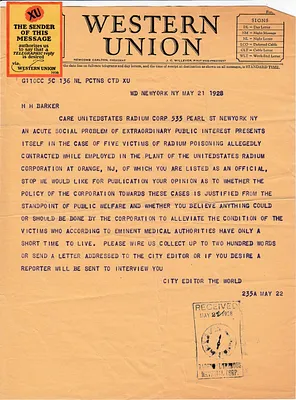 Telegram to H.H. Barker, May 21, 1928