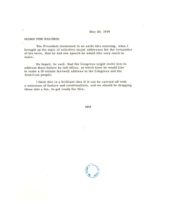 Memo for the Record Regarding the Last Speech